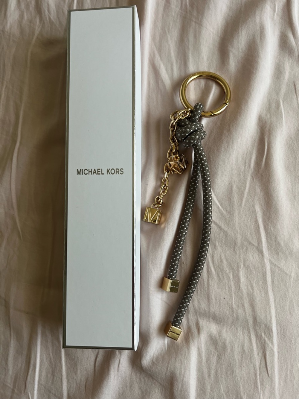 Michael Kors Gold Hardware Gray Knotted Rope Key Charm